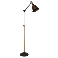 Weldon Industrial Articulating Brass Floor Lamp with Cast Iron Base, C. 1920's