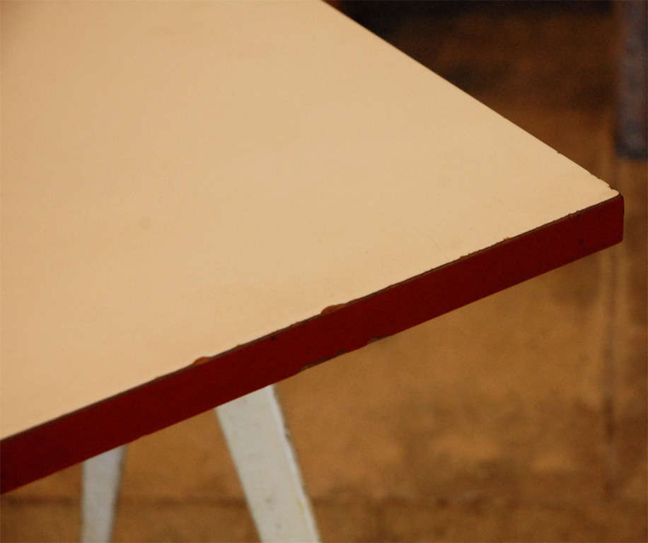 French Jean Prouve 'Compas' Cafeteria Table , France 1953