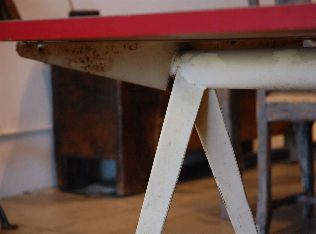 Wood Jean Prouve 'Compas' Cafeteria Table , France 1953