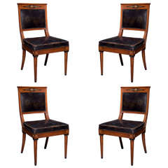 Set of 4 French Empire Style Side Chairs by Jansen