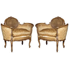 Pair of French Rococo Style Armchairs