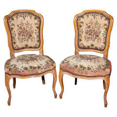Vintage Pair of French Louis XIV Style Side Chairs