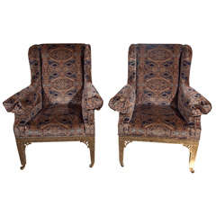 Pair of Wing Chairs Stamped Baker