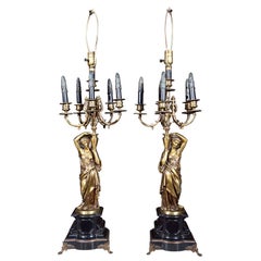 Pair of French Neoclassical Style Bronze Lamps
