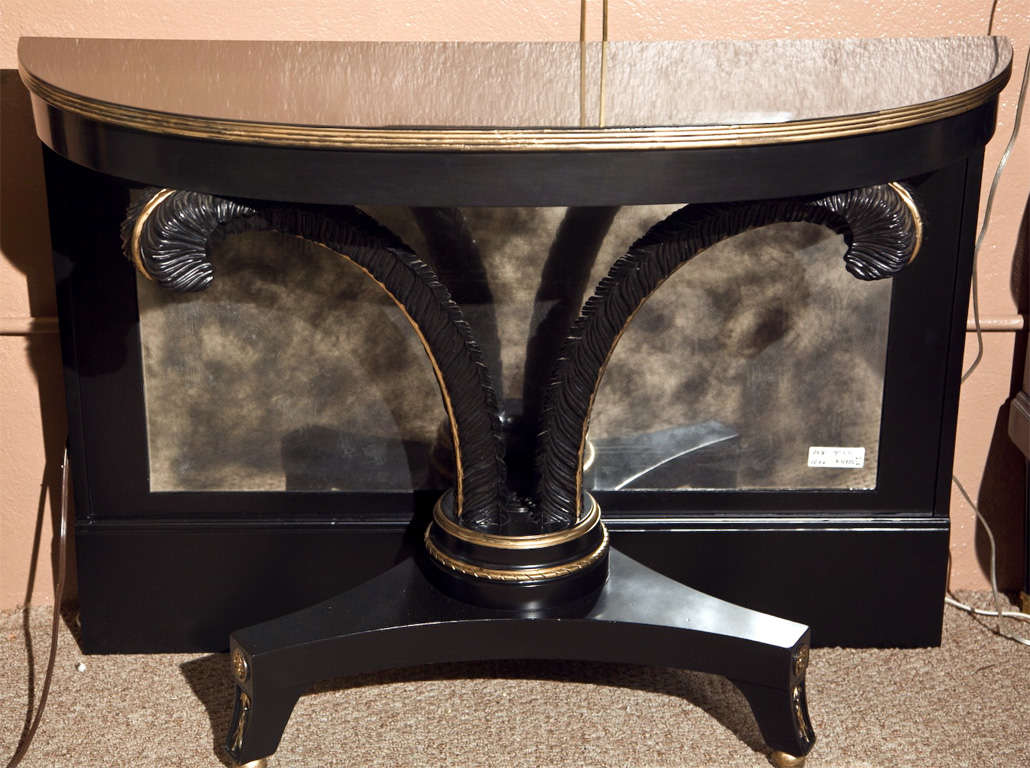 Pair of Ebonized Plume Consoles by Jansen