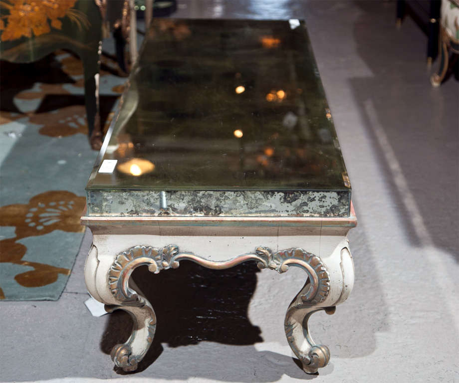 French Rococo Style Painted Glass Top Coffee Table by Jansen 2