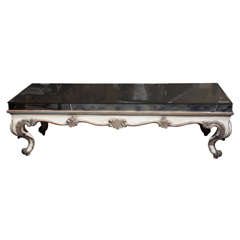 French Rococo Style Painted Glass Top Coffee Table by Jansen