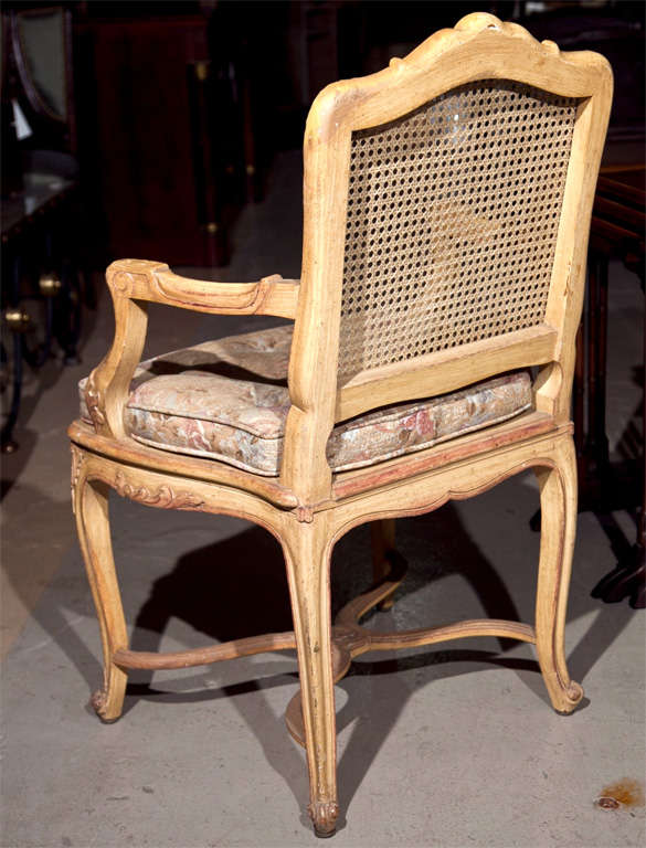 Pair of French Louis XV Style Caned-Back Armchairs 1