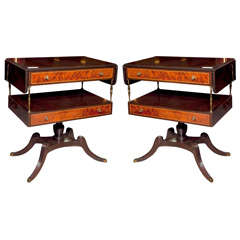 Vintage Pair of Mahogany End Tables by Schmieg & Kotzian