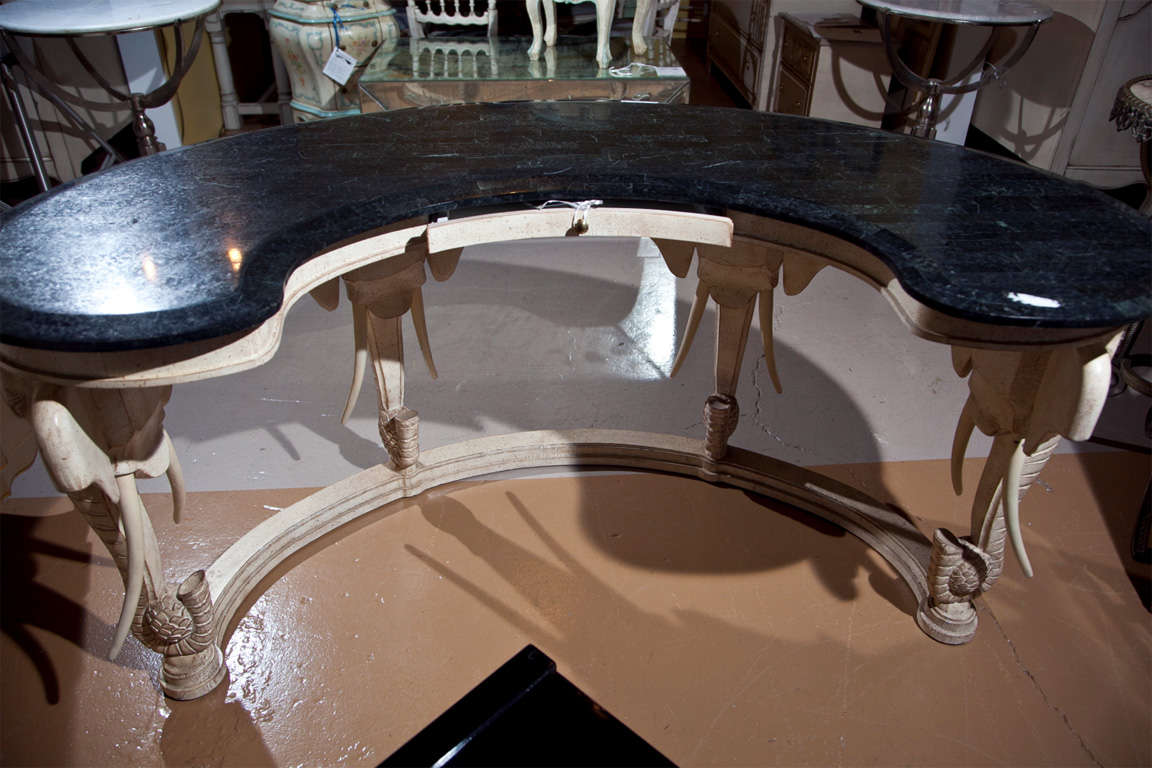 Marble Top Elephant Decorated Kidney Desk at 1stDibs elephant desks