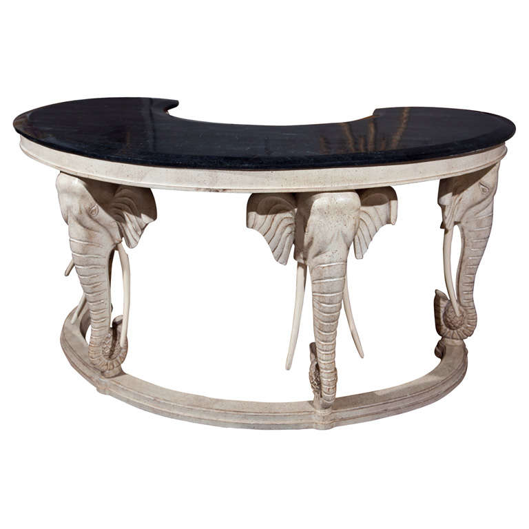 Marble Top Elephant Decorated Kidney Desk at 1stDibs elephant desks