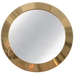 Round Brass Mirror by Curtis Jere (Signed)
