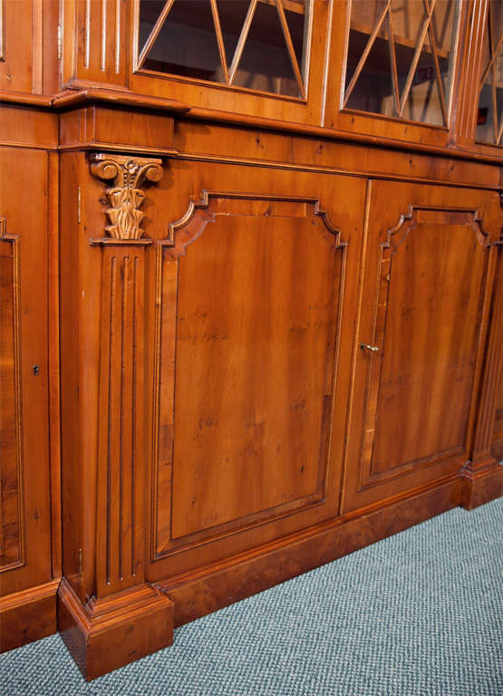 Georgian English Yew Wood Architectural Breakfront For Sale