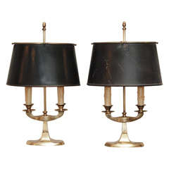 Vintage Pair of Two-Arm French Bouillotte Lamps