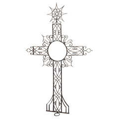 19thc Spanish Delicately Scrolled Iron Cross