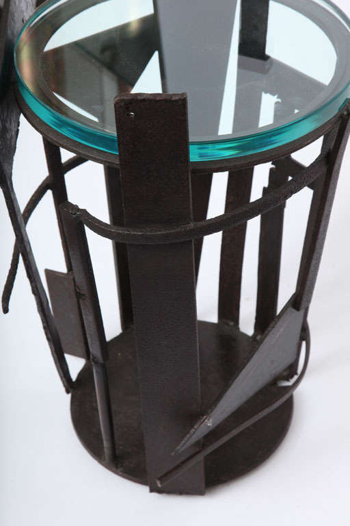  Table Brutalist Mid Century Modern Iron and glass 1960's For Sale 1