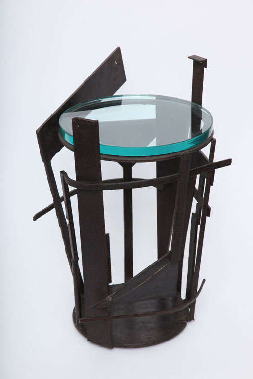 Table Brutalist Mid Century Modern Iron and glass 1960's For Sale 2