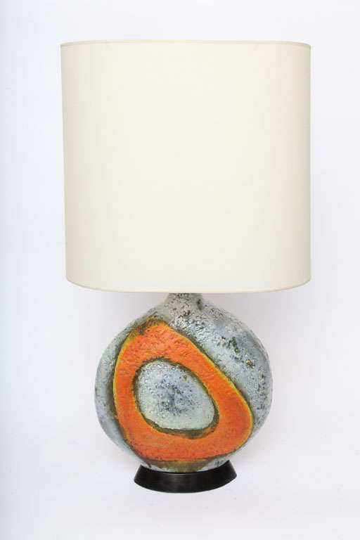 A Pair of  Italian 1950's Sculptural Ceramic Table Lamps signed Fantoni