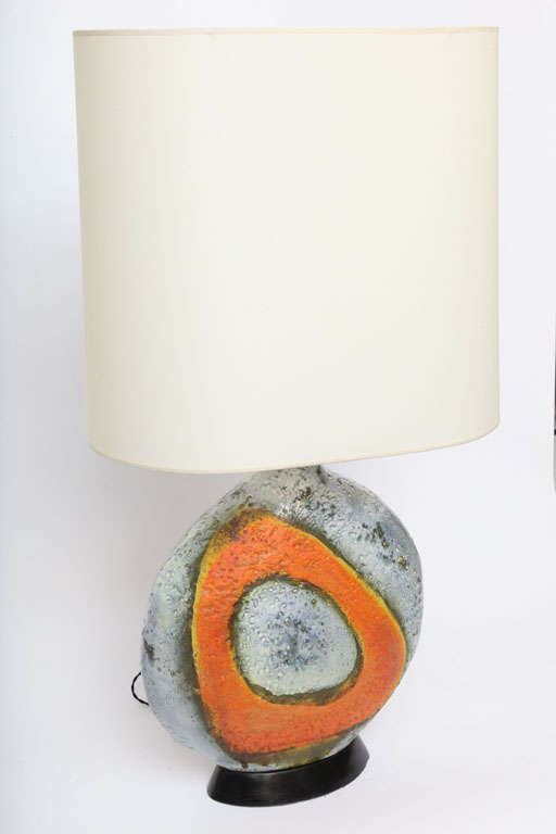 Italian A  Pair of 1950's Sculptural Ceramic Table Lamps signed Fantoni