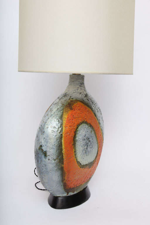 A  Pair of 1950's Sculptural Ceramic Table Lamps signed Fantoni 2