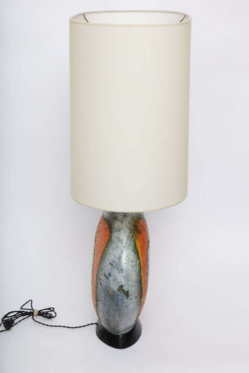 A  Pair of 1950's Sculptural Ceramic Table Lamps signed Fantoni 3