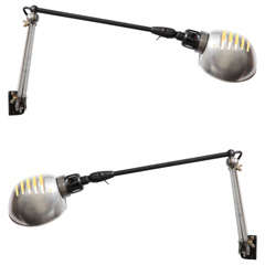 Pair of 1930s Modernist Industrial Articulated Wall Lights
