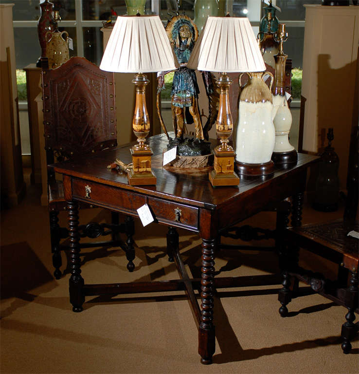 Pair French Tole, Sepia toned Lamps