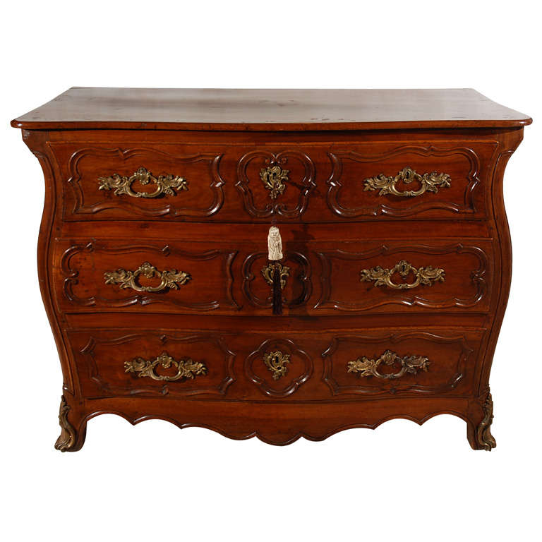 18th Century French Walnut Regence Commode with Three Drawers For Sale