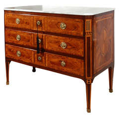 18th c. Italian Inlaid Commode with 3 Drawers