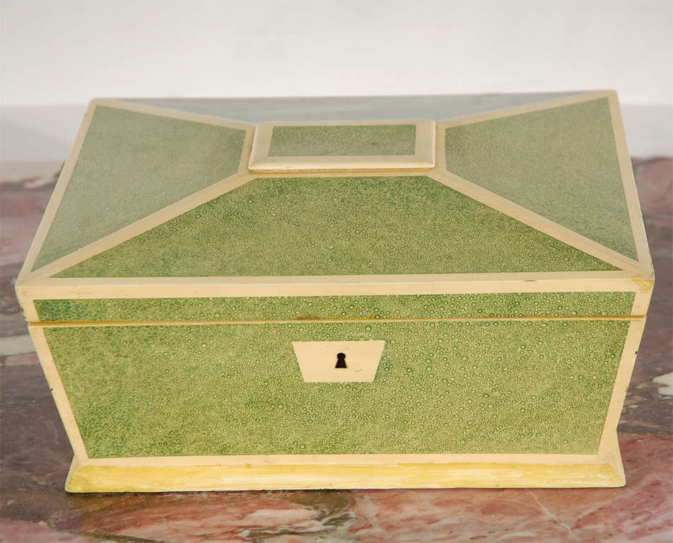 19th century English Wooden Box with Hand Painted Faux Shagreen Finish.