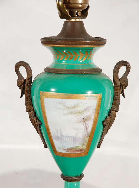 Bronze 19th Century French Hand-Painted Sevres Lamp