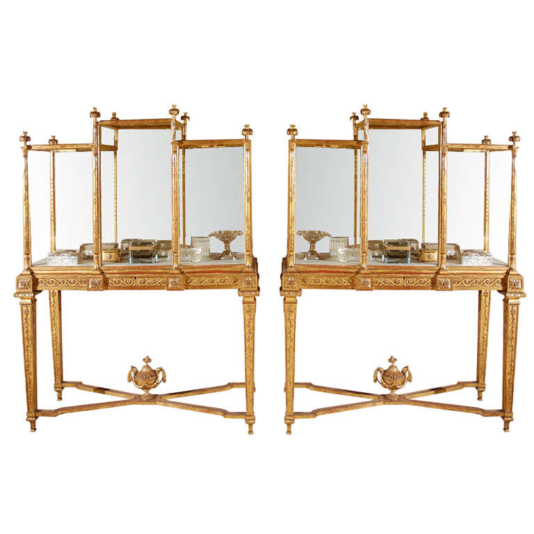Pair of 19th Century French Giltwood Vitrines from a Paris Jeweler For Sale