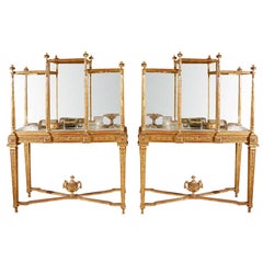 Vintage Pair of 19th Century French Giltwood Vitrines from a Paris Jeweler