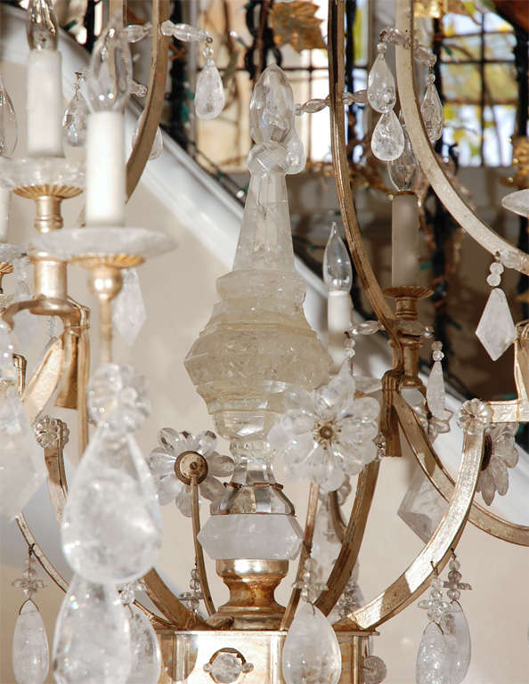 Cristallo di rocca Lampadario in cristallo di rocca in oro bianco 22 carati di Villa Melrose in vendita