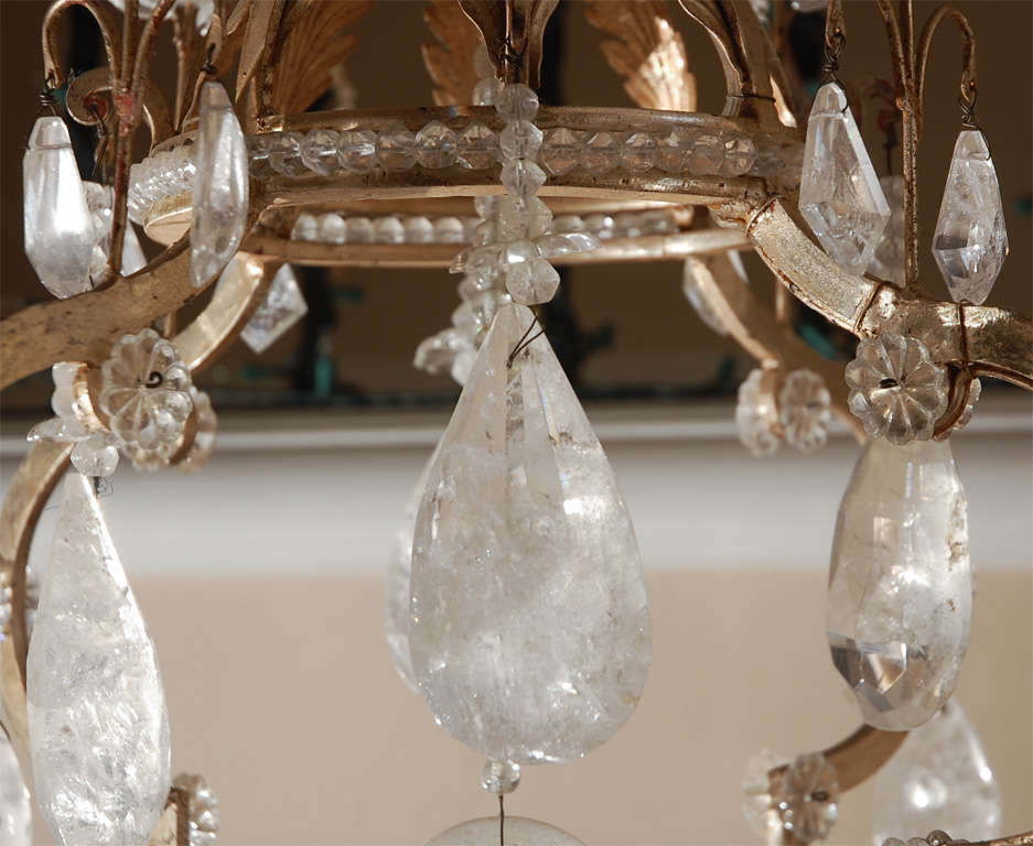 22-Karat White Gold Rock Crystal Chandelier by Villa Melrose For Sale 3