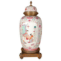 French Bronze Mounted Chinese Export Covered Vase French Bronze Mounted Chinese Export Covered Vase
