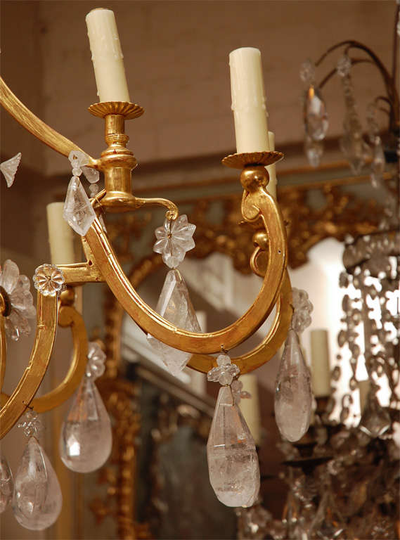 22-Karat Yellow Gold Rock Crystal Chandelier by Villa Melrose In Good Condition For Sale In Los Angeles, CA