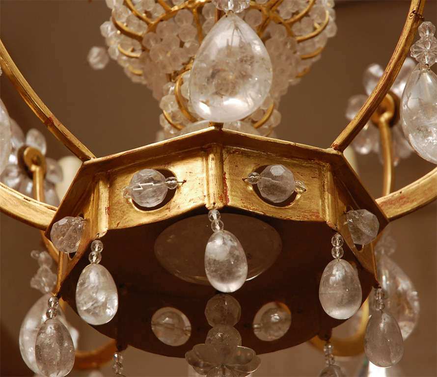 Contemporary 22-Karat Yellow Gold Rock Crystal Chandelier by Villa Melrose For Sale