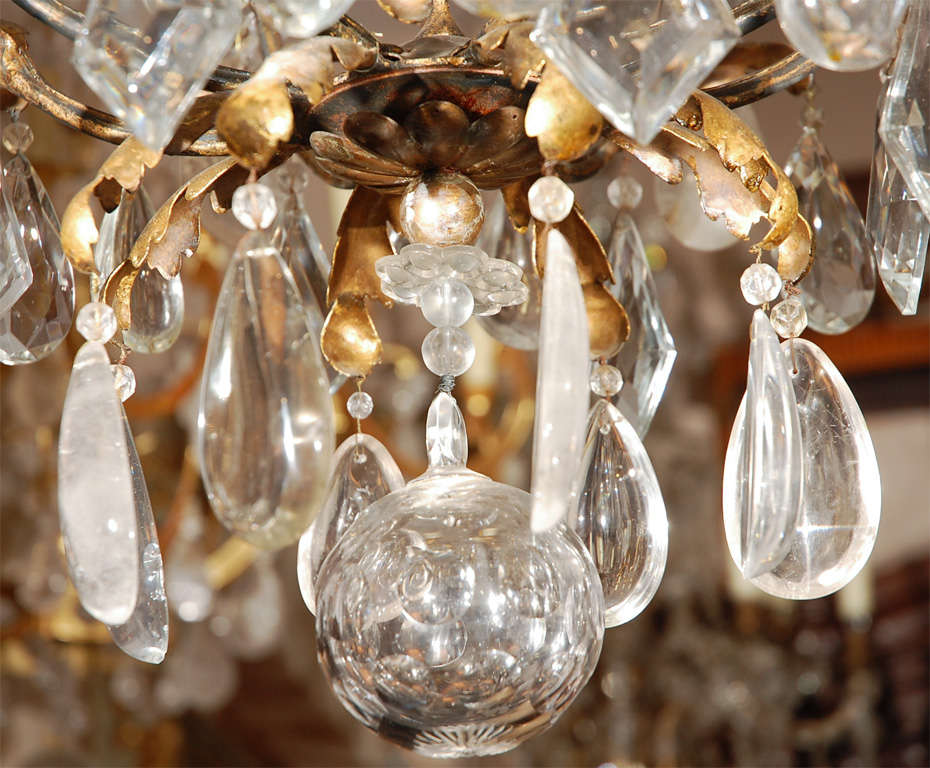 Late 19th c. - 1900's French Chandelier with Rock and Lead Crystal