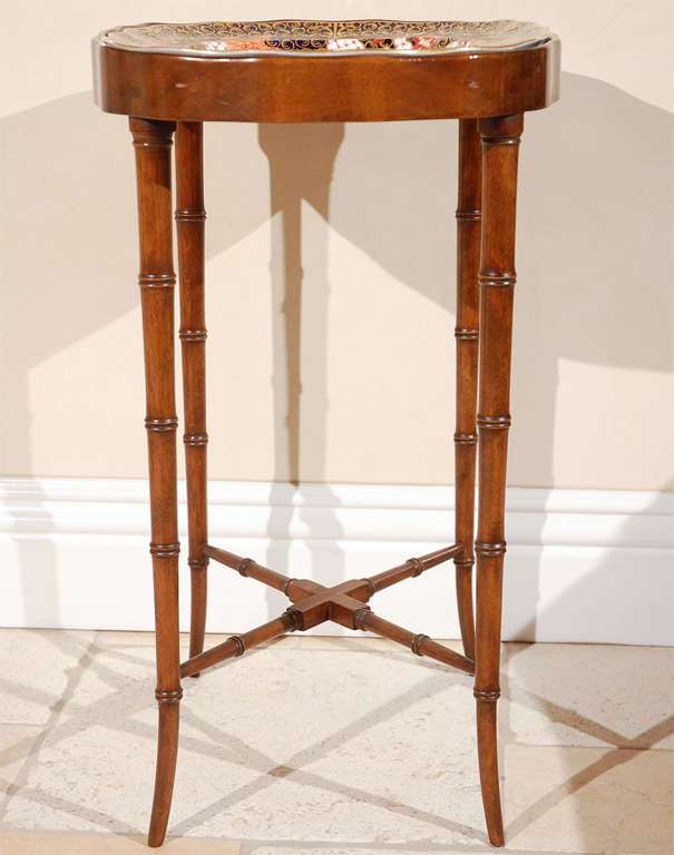 1940's Tea Table with Imari Royal Crown Derby Platter Top In Excellent Condition In Los Angeles, CA