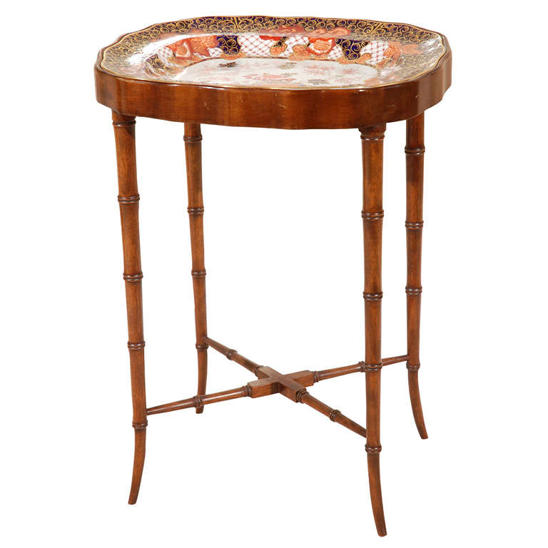 1940's Tea Table with Imari Royal Crown Derby Platter Top