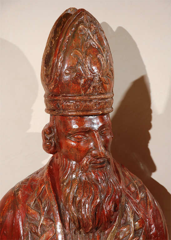 Pair of 18th Century Carved Wood Italian Popes In Good Condition For Sale In Los Angeles, CA