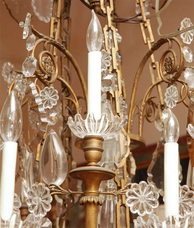 19th Century 19th c. French Dore Bronze Baccarat Chandelier