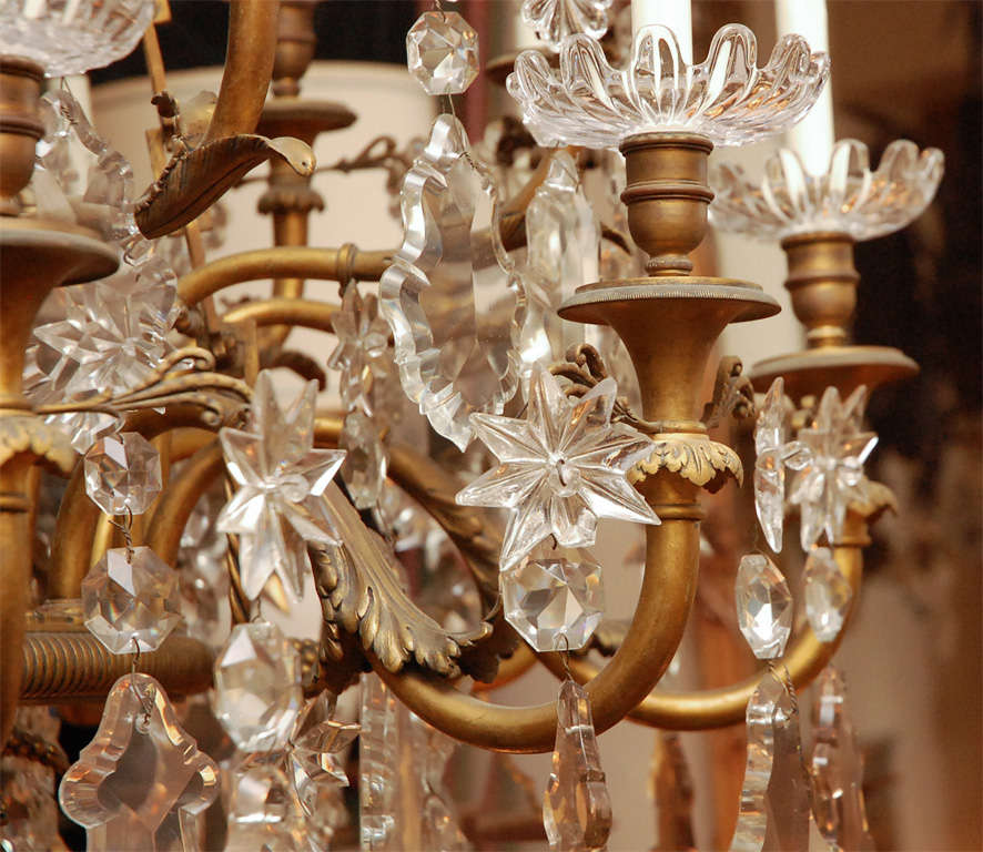 Crystal 19th c. French Dore Bronze Baccarat Chandelier