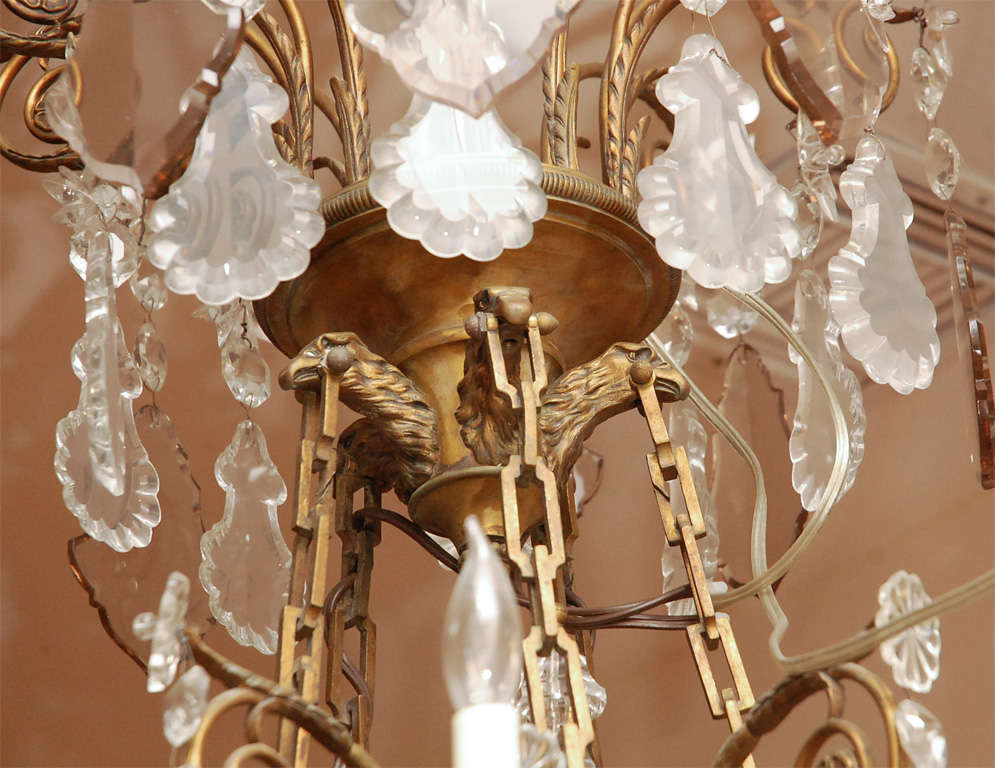 19th c. French Dore Bronze Baccarat Chandelier 1
