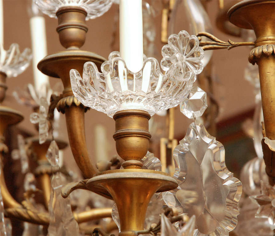 19th c. French Dore Bronze Baccarat Chandelier 2