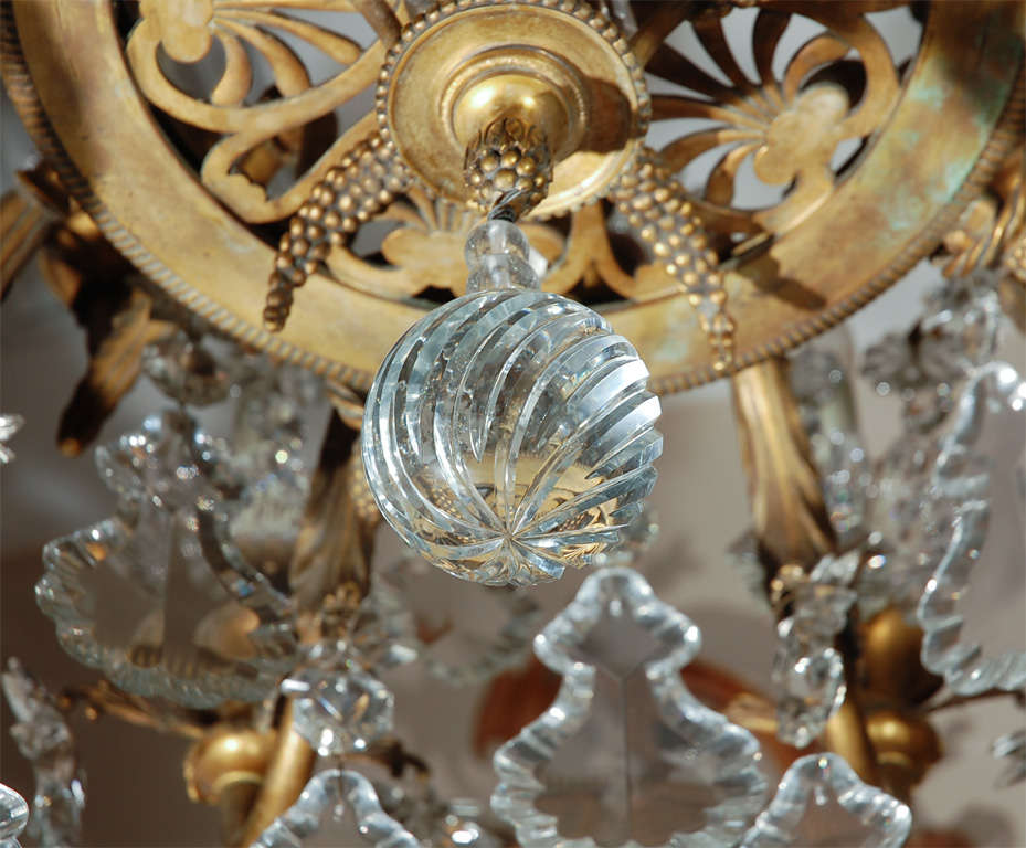 19th c. French Dore Bronze Baccarat Chandelier 4