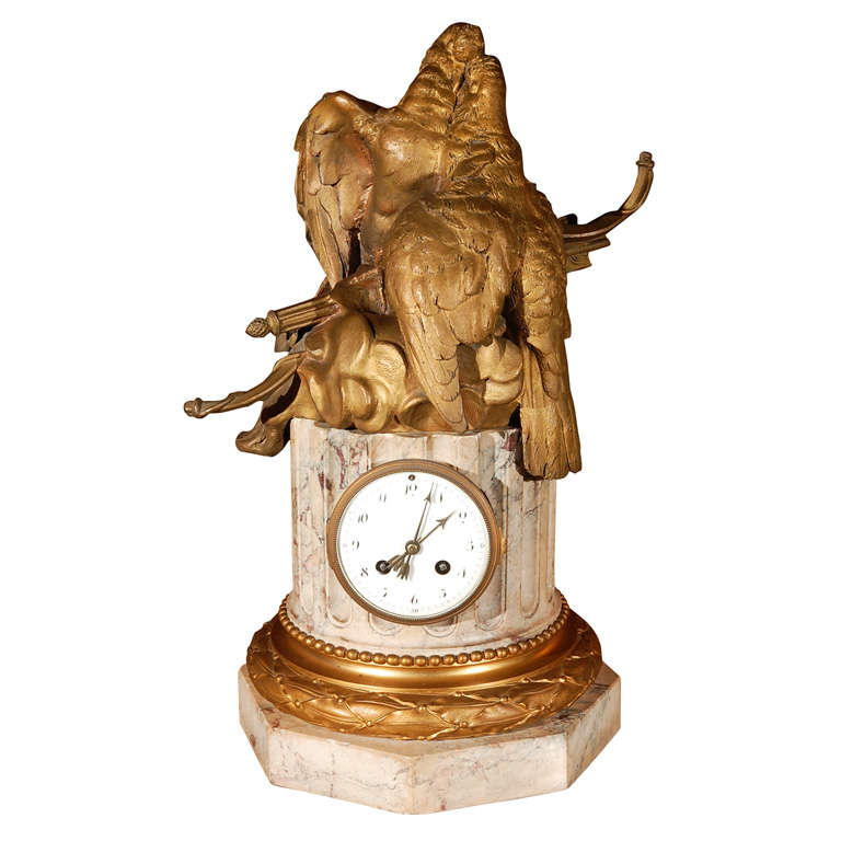 19th Century French Dore Bronze and Marble Clock (signed) For Sale at ...