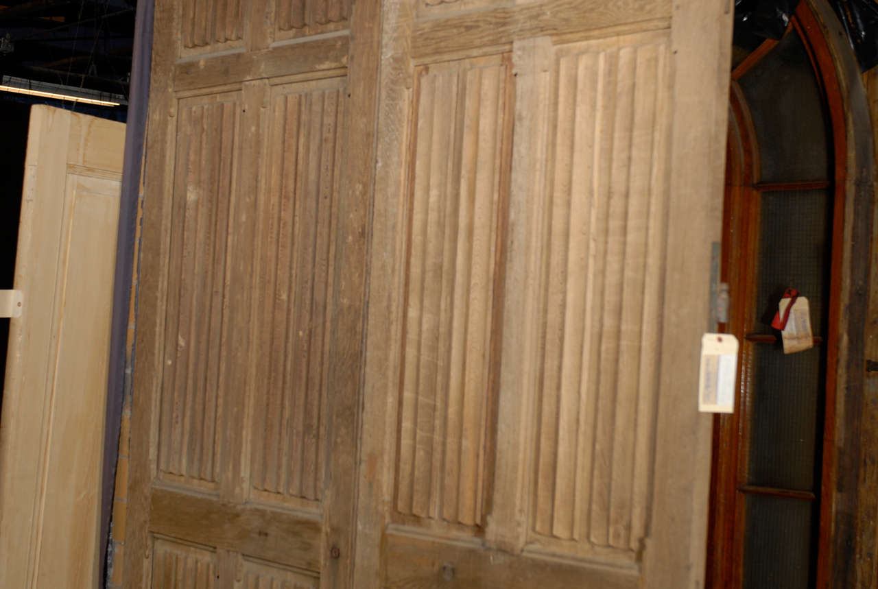 French 19th C. Hand Carved Linenfold Doors For Sale