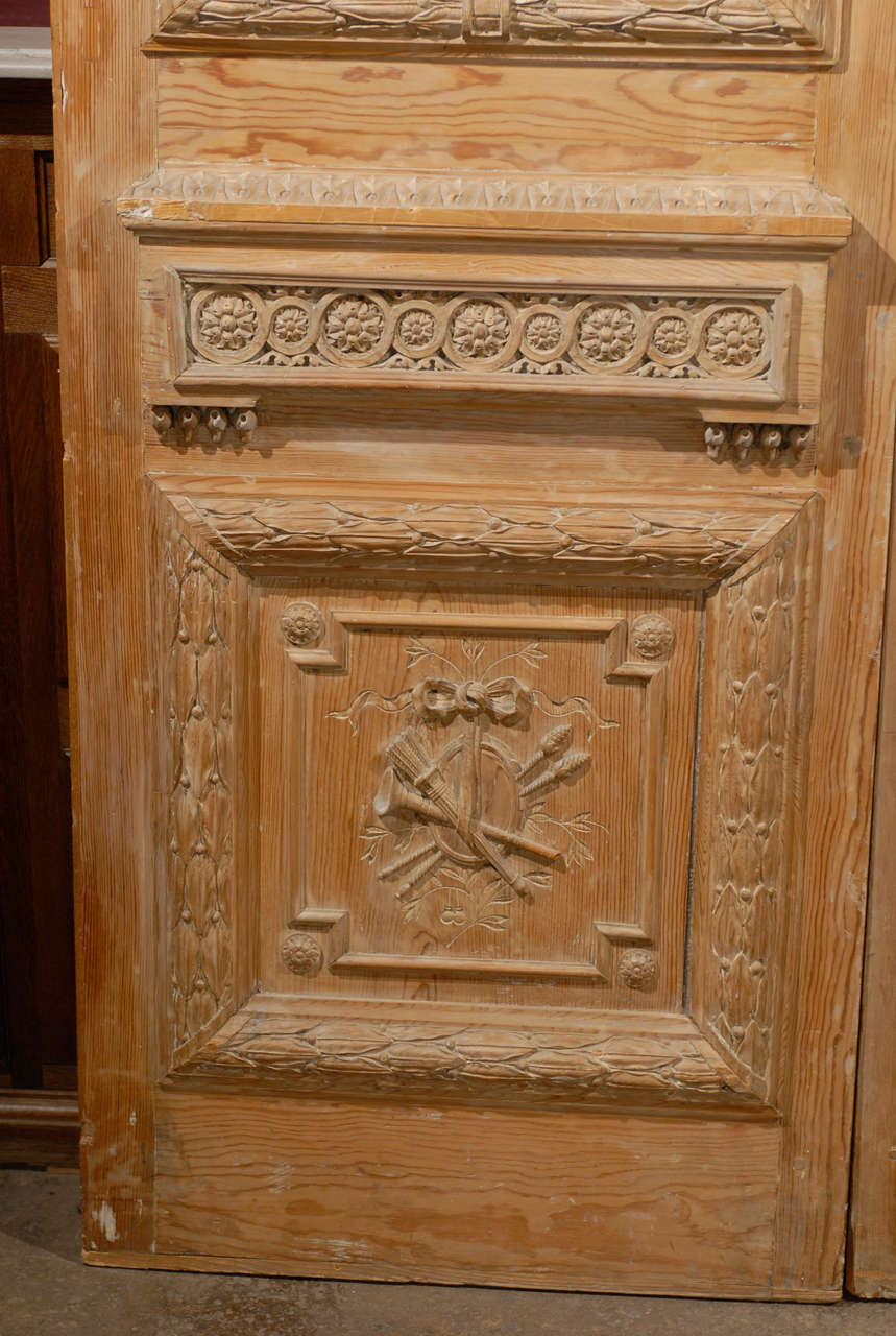 Exceptional Pair of French late 18th.C. Carved Pine Doors. For Sale 2